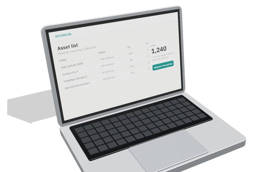 Laptop showing an asset list
